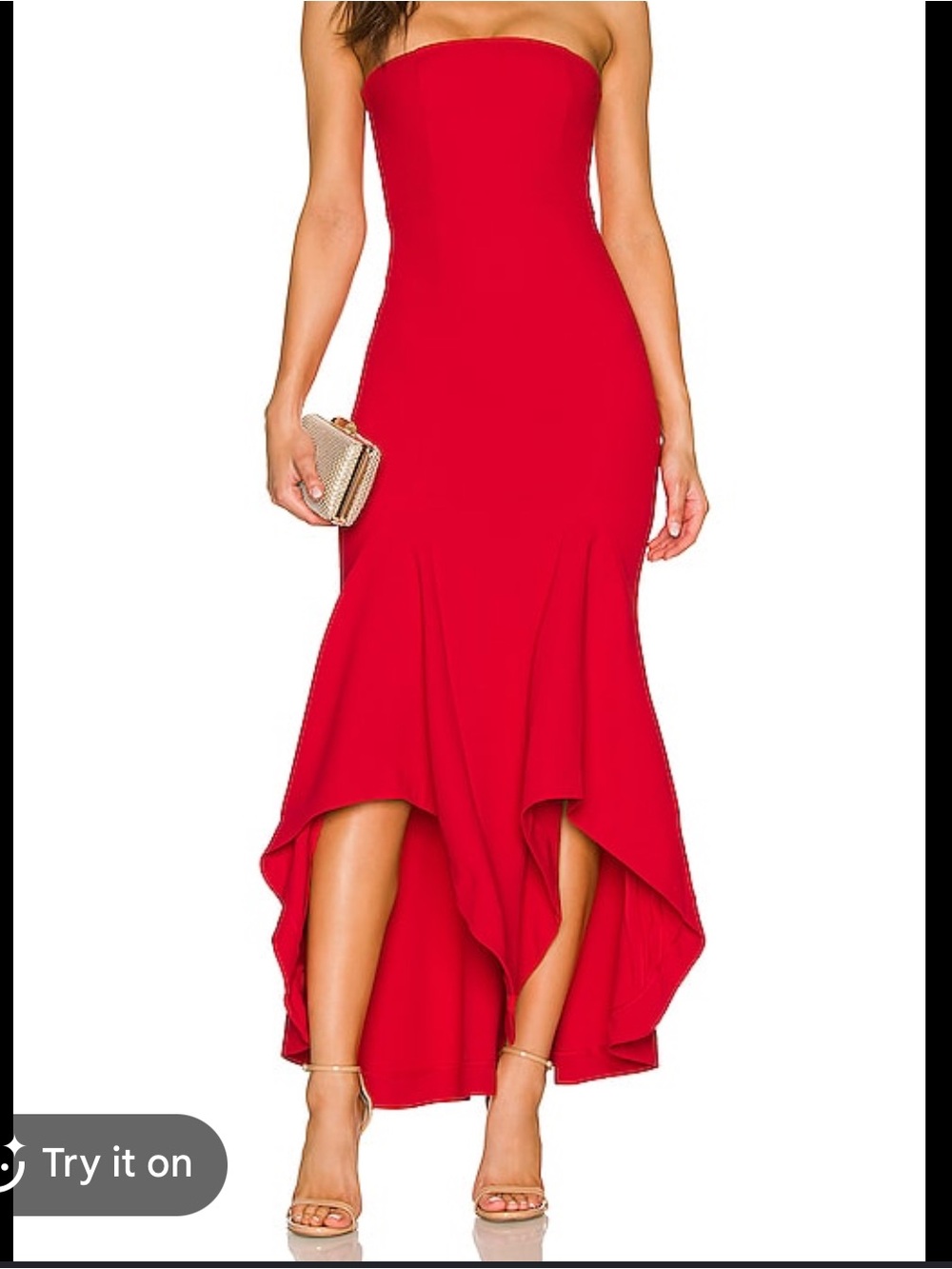 Strapless Red High-Low Evening Dress